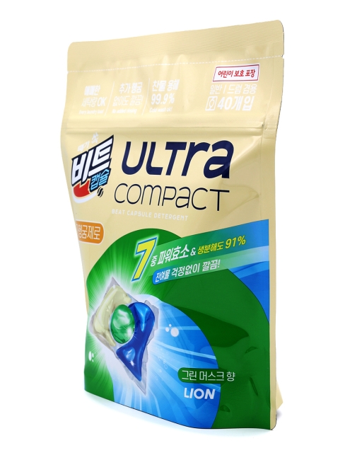 LION Капсулы для стирки с кондиционером аромат Лесные травы Ultra Compact No Added Rinsing, 40 шт x 8 г 