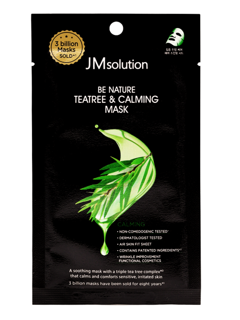 JMsolution Успокаивающая тканевая маска для лица с чайным деревом Be Nature Teatree & Calming Mask, 5 шт х 24 мл JMsolution Успокаивающая тканевая маска для лица с чайным деревом Be Nature Teatree & Calming Mask, 5 шт х 24 мл