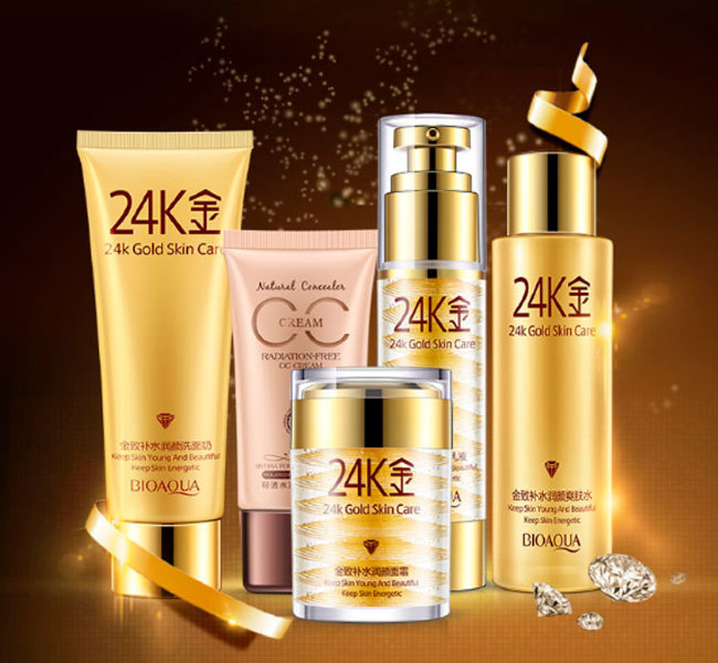 Bioaqua 24K Gold Skin Care Набор для ухода за лицом, 5 предметов Bioaqua 24K Gold Skin Care Набор для ухода за лицом, 5 предметов