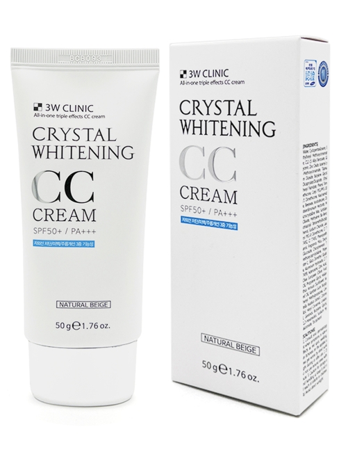 3W Clinic Осветляющий CC крем натуральный беж Crystal Whitening CC Cream SPF50+/PA+++ Natural Biege, 50 г 3W Clinic Осветляющий CC крем натуральный беж Crystal Whitening CC Cream SPF50+/PA+++ Natural Biege, 50 г
