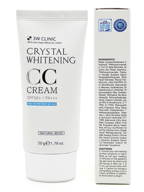 3W Clinic Осветляющий CC крем натуральный беж Crystal Whitening CC Cream SPF50+/PA+++ Natural Biege, 50 г 3W Clinic Осветляющий CC крем натуральный беж Crystal Whitening CC Cream SPF50+/PA+++ Natural Biege, 50 г