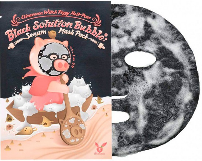 Elizavecca Witch Piggy Hell-Pore Black Solution Bubble Serum Mask Pack Кислородная маска для лица, 28 г