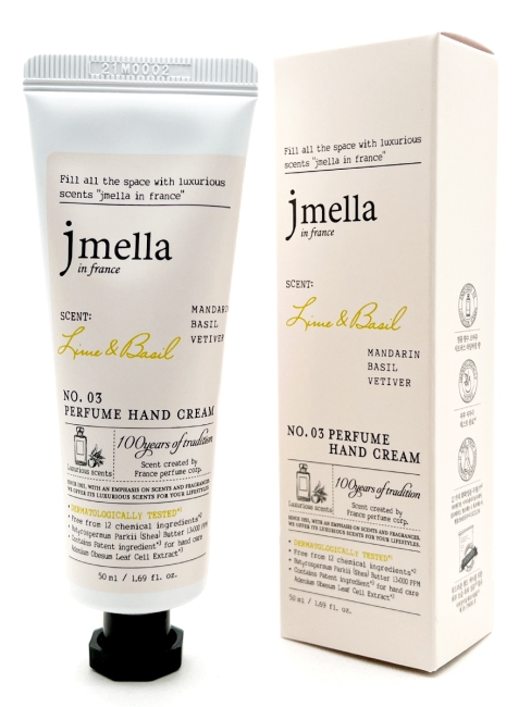 Jmella Парфюмированный крем для рук "Лайм и Базилик" N0.03 In France Lime & Basil Perfume Hand Cream, 50 мл