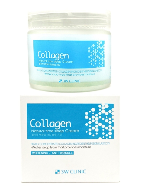 3W Clinic Крем для лица ночной с коллагеном Cream Time Sleep Collagen Natural, 70 г