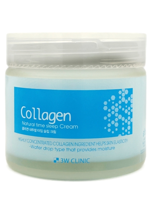 3W Clinic Крем для лица ночной с коллагеном Cream Time Sleep Collagen Natural, 70 г