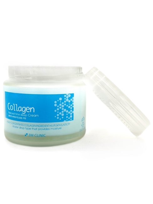 3W Clinic Крем для лица ночной с коллагеном Cream Time Sleep Collagen Natural, 70 г