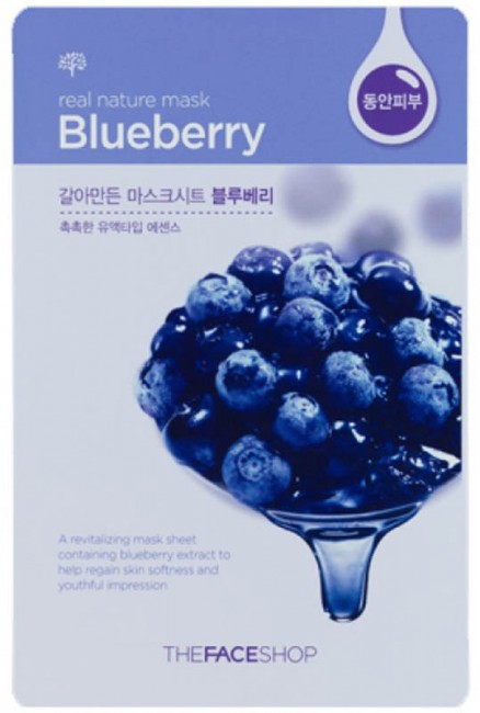 THE FACE SHOP Real Nature Blueberry Face Mask Тканевая маска для лица с экстрактом голубики, 20 г THE FACE SHOP Real Nature Blueberry Face Mask Тканевая маска для лица с экстрактом голубики, 20 г