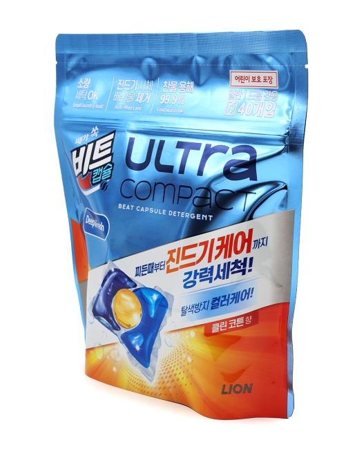 LION Капсулы для стирки от пылевого клеща с ароматом хлопка Ultra Compact Anti Mite Care, 40 шт x 8 г