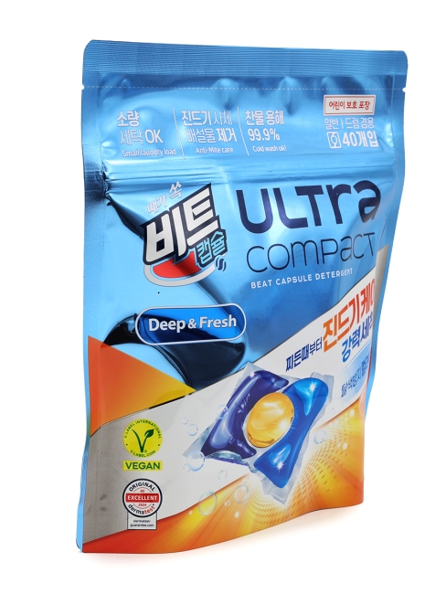 LION Капсулы для стирки от пылевого клеща с ароматом хлопка Ultra Compact Anti Mite Care, 40 шт x 8 г