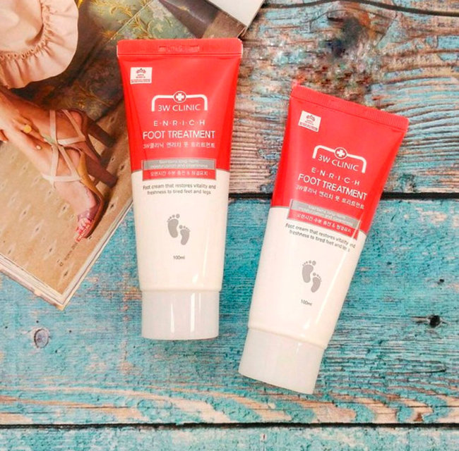 3W Clinic Крем для уставших ног восстанавливающий с мочевиной Enrich Foot Treatment, 100 мл