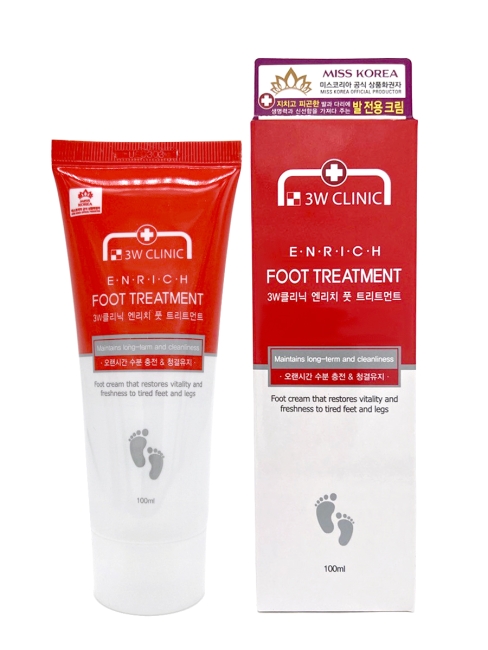 3W Clinic Крем для уставших ног восстанавливающий с мочевиной Enrich Foot Treatment, 100 мл