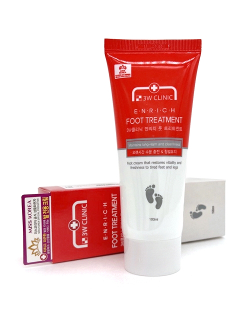 3W Clinic Крем для уставших ног восстанавливающий с мочевиной Enrich Foot Treatment, 100 мл