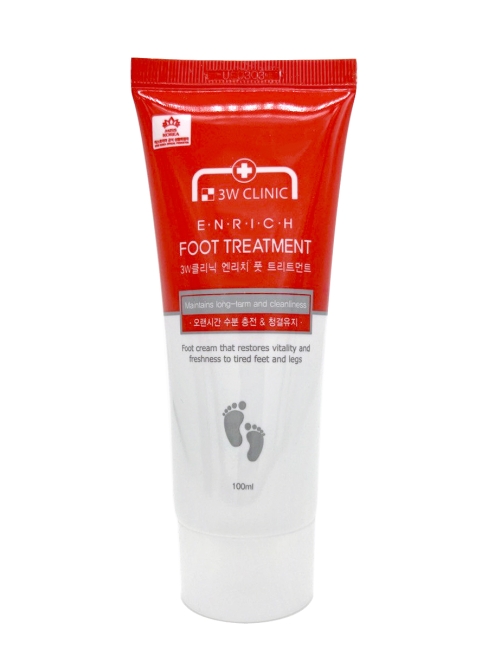 3W Clinic Крем для уставших ног восстанавливающий с мочевиной Enrich Foot Treatment, 100 мл