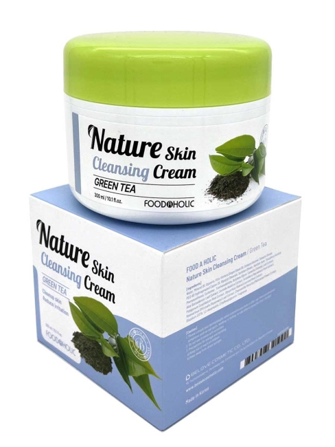 FoodaHolic Крем для лица очищающий с экстрактом зеленого чая Nature Skin Cleansing Cream Green Tea, 300 мл