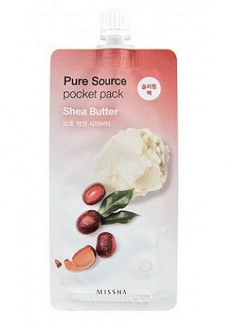 MISSHA Pure Source Pocket Pack Shea Butter Ночная маска для лица с маслом ши, 10 мл MISSHA Pure Source Pocket Pack Shea Butter Ночная маска для лица с маслом ши, 10 мл