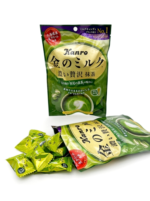 Kanro Конфеты карамель леденцовая молочная со вкусом Зеленого чая матча Premium Matcha Milk Candy, 70 г