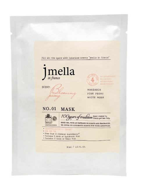 Jmella Парфюмированная тканевая маска для лица "Цветущий пион" N0.01 In France Blooming Peony Mask, 30 мл Jmella Парфюмированная тканевая маска для лица "Цветущий пион" N0.01 In France Blooming Peony Mask, 30 мл