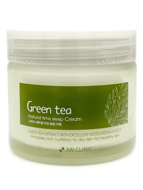 3W Clinic Крем для лица ночной с зеленым чаем Cream Time Sleep Green Tea Natural, 70 г