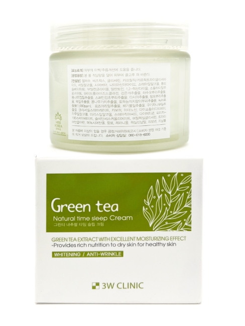 3W Clinic Крем для лица ночной с зеленым чаем Cream Time Sleep Green Tea Natural, 70 г