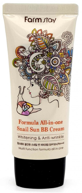 Farmstay All-in-One Snail Sun BB Cream SPF50+/PA+++ Многофункциональный ББ крем с экстрактом улитки SPF50+/PA+++, 50 г Farmstay All-in-One Snail Sun BB Cream SPF50+/PA+++ Многофункциональный ББ крем с экстрактом улитки SPF50+/PA+++, 50 г