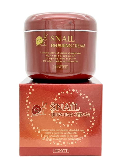 Jigott Крем для лица восстанавливающий с муцином улитки Snail Reparing Cream, 100 г Jigott Крем для лица восстанавливающий с муцином улитки Snail Reparing Cream, 100 г
