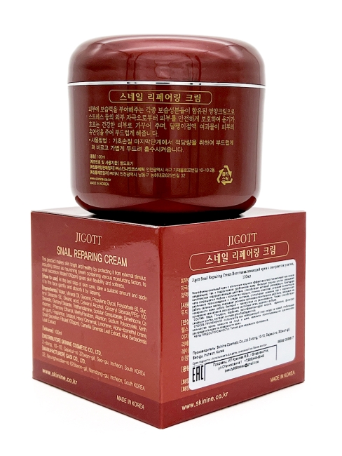 Jigott Крем для лица восстанавливающий с муцином улитки Snail Reparing Cream, 100 г Jigott Крем для лица восстанавливающий с муцином улитки Snail Reparing Cream, 100 г