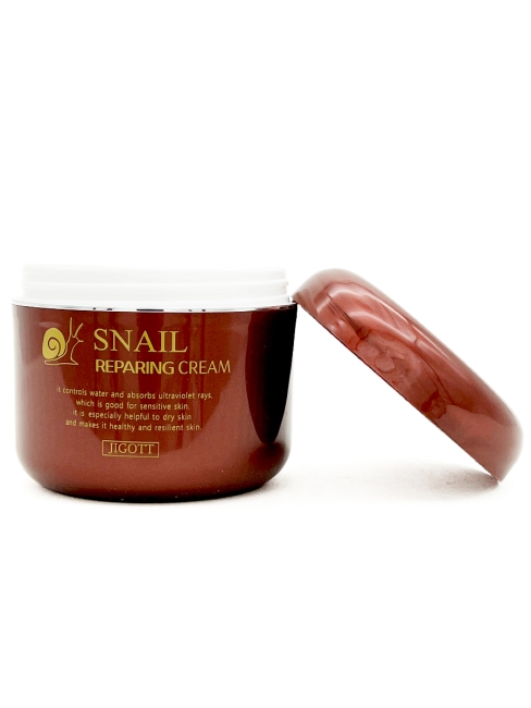 Jigott Крем для лица восстанавливающий с муцином улитки Snail Reparing Cream, 100 г Jigott Крем для лица восстанавливающий с муцином улитки Snail Reparing Cream, 100 г