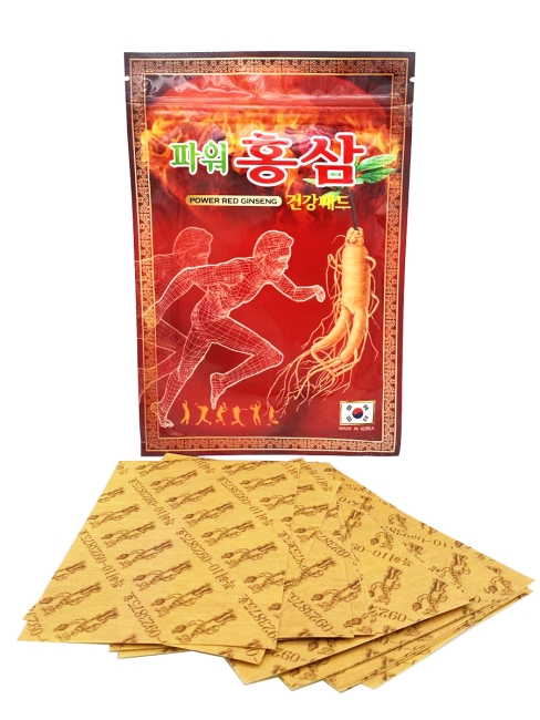 Korean Glu Пластырь обезболивающий с красным женьшенем Power Red Ginseng, 1 уп*20 шт