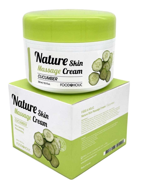 FoodaHolic Крем для лица массажный с экстрактом огурца Nature Skin Massage Cream Cucumber, 300 мл