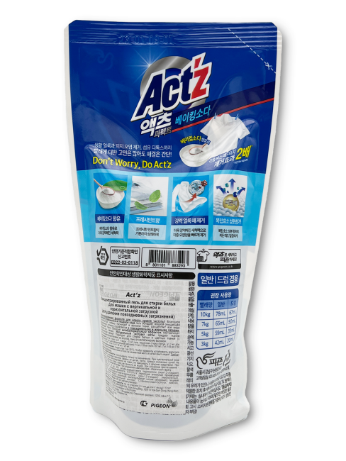 Pigeon Концентрированный гель для повседневной стирки белья для машин с вертикальной и горизонтальной загрузкой Act'z, 300 мл Pigeon Концентрированный гель для повседневной стирки белья для машин с вертикальной и горизонтальной загрузкой Act'z, 300 мл