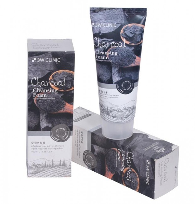 3W Clinic Charcoal Cleansing Foam Глубокоочищающая пенка для сужения пор с Углем, 100 мл