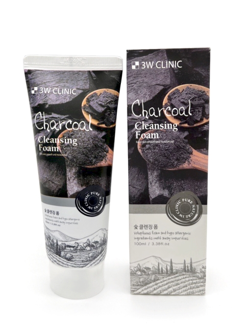 3W Clinic Charcoal Cleansing Foam Глубокоочищающая пенка для сужения пор с Углем, 100 мл
