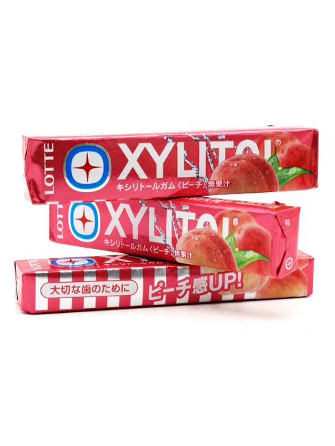 LOTTE Жевательная резинка с ксилитом Персик Xylitol Peach, 3 шт х 21 г