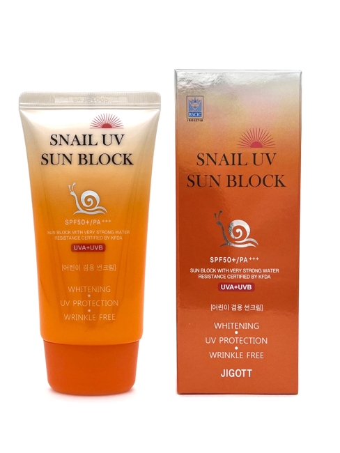 Jigott Солнцезащитный крем с улиточным муцином Snail Uv Sun Block Cream, 70 мл Jigott Солнцезащитный крем с улиточным муцином Snail Uv Sun Block Cream, 70 мл