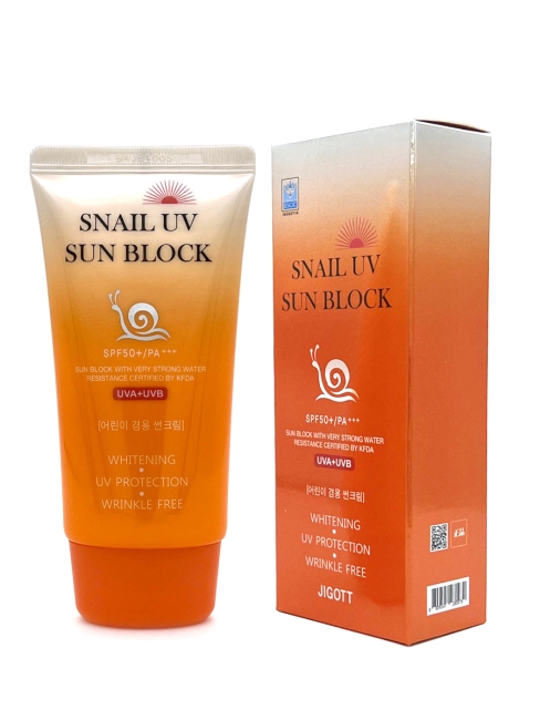 Jigott Солнцезащитный крем с улиточным муцином Snail Uv Sun Block Cream, 70 мл Jigott Солнцезащитный крем с улиточным муцином Snail Uv Sun Block Cream, 70 мл