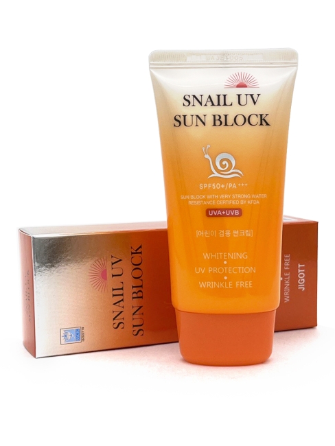 Jigott Солнцезащитный крем с улиточным муцином Snail Uv Sun Block Cream, 70 мл Jigott Солнцезащитный крем с улиточным муцином Snail Uv Sun Block Cream, 70 мл