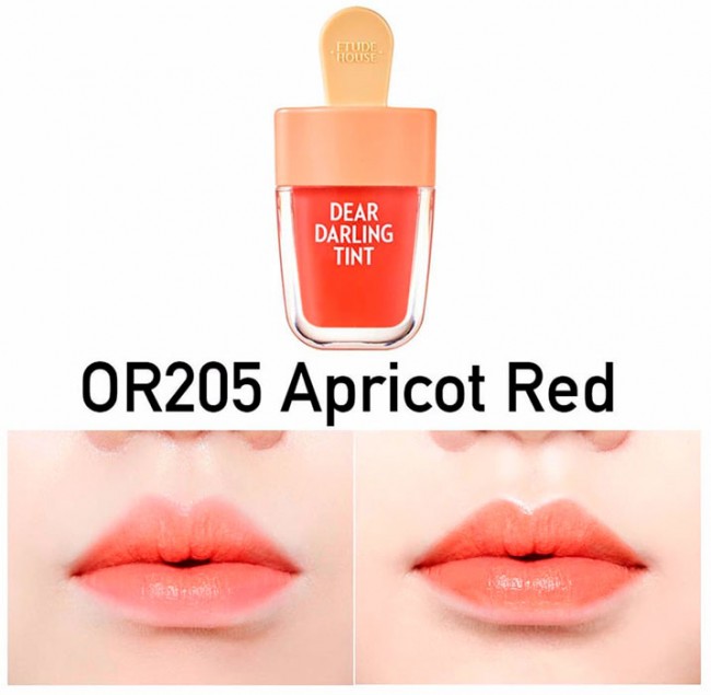 ETUDE HOUSE Увлажняющий гелевый тинт для губ Красный Абрикос Dear Darling Water Gel Tint Apricot Red, 4,5 г