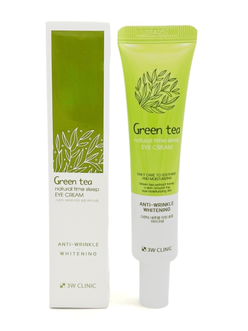 3W Clinic Крем для кожи вокруг глаз ночной с зеленым чаем Eye Cream Time Sleep Green Tea Natural, 40 мл