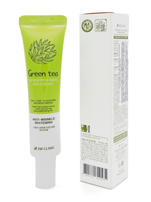 3W Clinic Крем для кожи вокруг глаз ночной с зеленым чаем Eye Cream Time Sleep Green Tea Natural, 40 мл