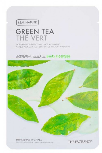 THE FACE SHOP Real Nature Green Tea Face Mask Тканевая маска с экстрактом зеленого чая, 20 г THE FACE SHOP Real Nature Green Tea Face Mask Тканевая маска с экстрактом зеленого чая, 20 г