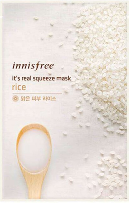 Innisfree It's Real Squeeze Mask Rice Трехслойная тканевая маска для лица с экстрактом риса, 20 мл Innisfree It's Real Squeeze Mask Rice Трехслойная тканевая маска для лица с экстрактом риса, 20 мл