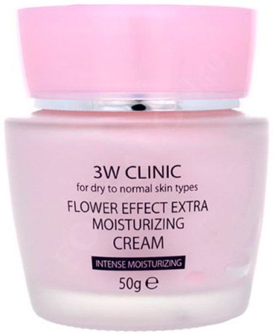 3W Clinic Крем для лица увлажняющий с цветочными экстрактами Flower Effect Extra Moisturizing Cream, 50 г
