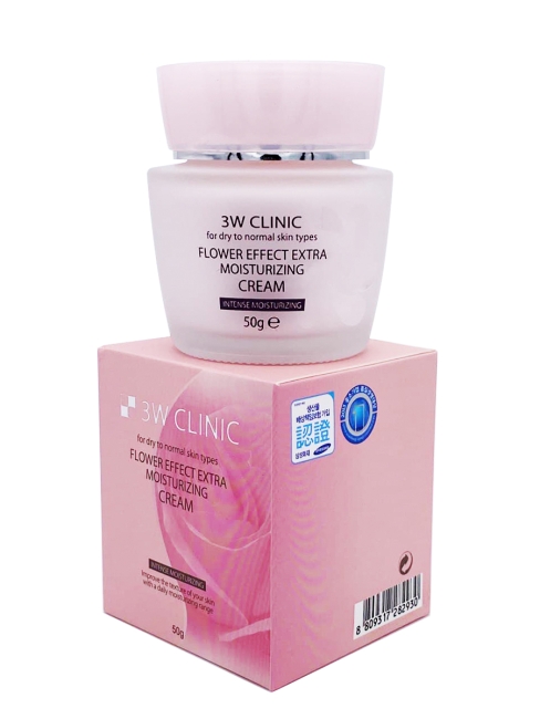 3W Clinic Крем для лица увлажняющий с цветочными экстрактами Flower Effect Extra Moisturizing Cream, 50 г