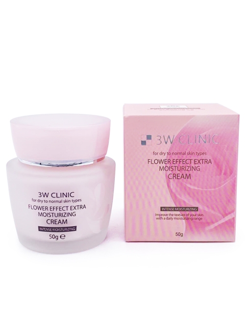 3W Clinic Крем для лица увлажняющий с цветочными экстрактами Flower Effect Extra Moisturizing Cream, 50 г