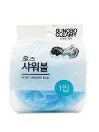 Sungbo Cleamy Мочалка-розочка из полиэтиленовой сетки мягкая Rose Shower Ball Голубая 11 см, 1 шт Sungbo Cleamy Мочалка-розочка из полиэтиленовой сетки мягкая Rose Shower Ball Голубая 11 см, 1 шт