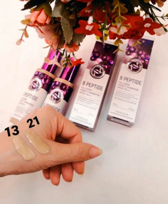 Enough Тональный крем с пептидами 8 Peptide Full Cover Perfect Foundation #21, 100 г Enough Тональный крем с пептидами 8 Peptide Full Cover Perfect Foundation #21, 100 г