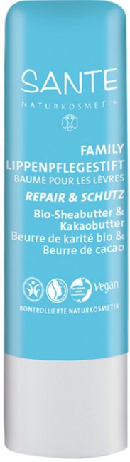 Sante Family Натуральный бальзам для губ Восстановление и уход чувствительной кожи с Био-Ши и Какао 4,5 г