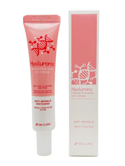 3W Clinic Крем для кожи вокруг глаз ночной с гиалуроновой кислотой Eye Cream Time Sleep Hyaluronic Natural, 40 мл