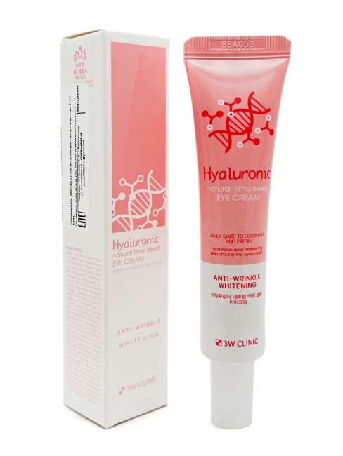 3W Clinic Крем для кожи вокруг глаз ночной с гиалуроновой кислотой Eye Cream Time Sleep Hyaluronic Natural, 40 мл