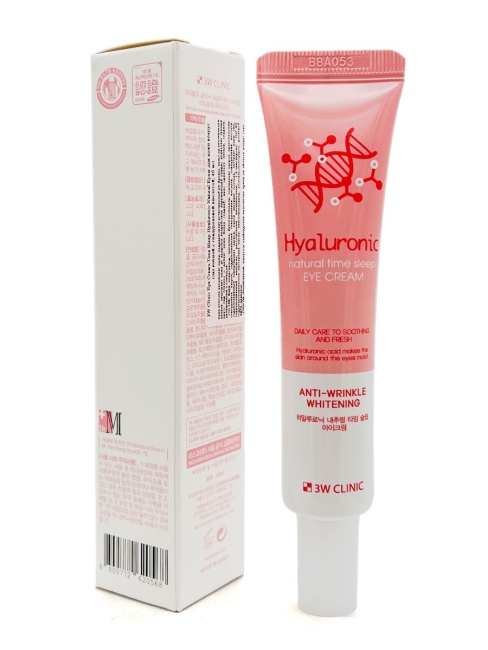 3W Clinic Крем для кожи вокруг глаз ночной с гиалуроновой кислотой Eye Cream Time Sleep Hyaluronic Natural, 40 мл